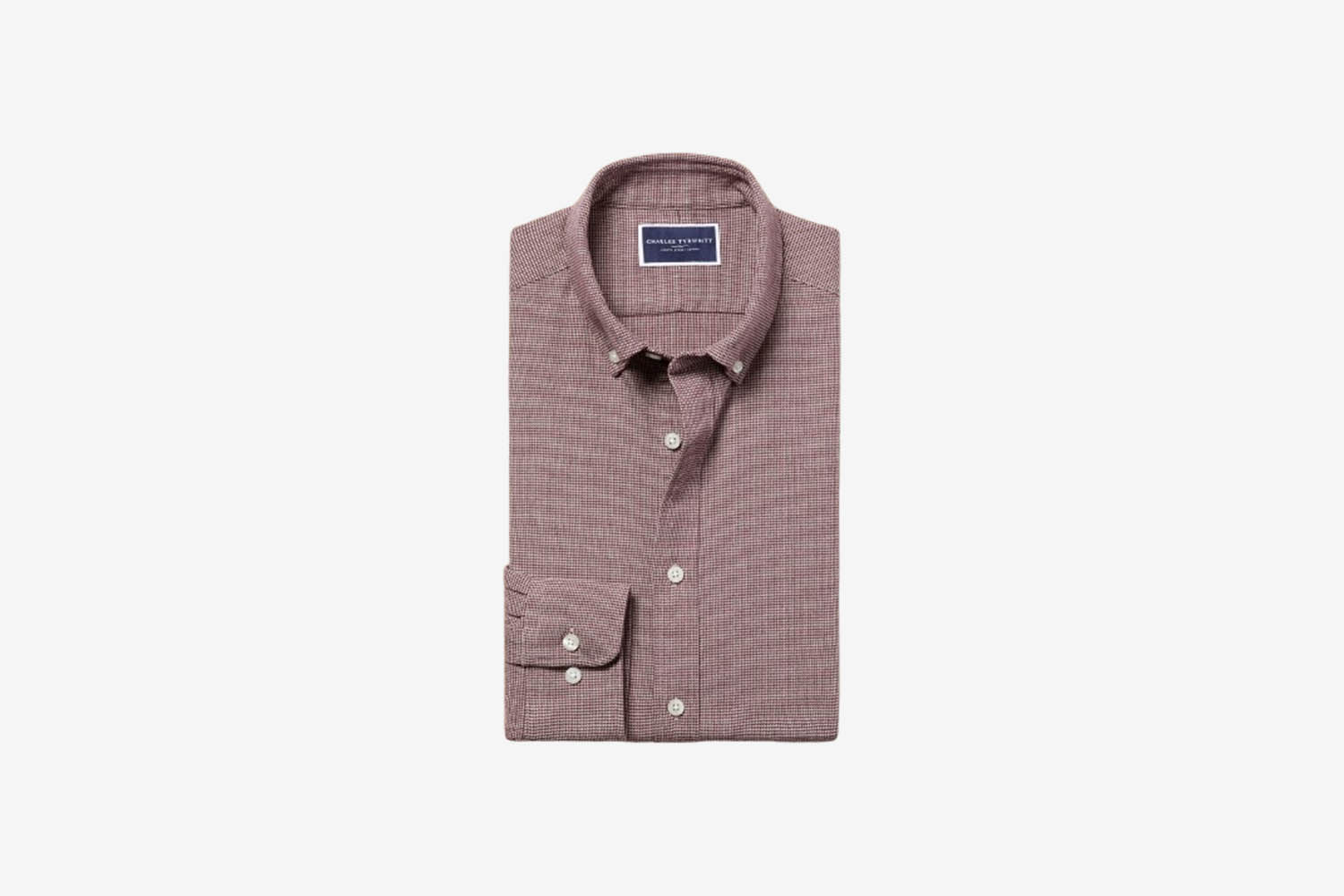 Charles Tyrwhitt Button-Down Collar Dobby Flannel Puppytooth Shirt