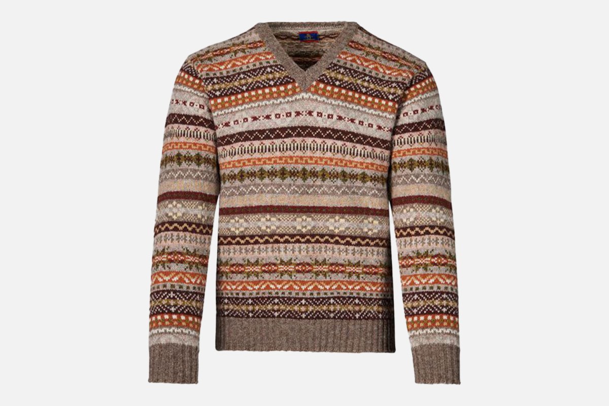 Paul Stuart Shetland Wool Fair Isle Sweater