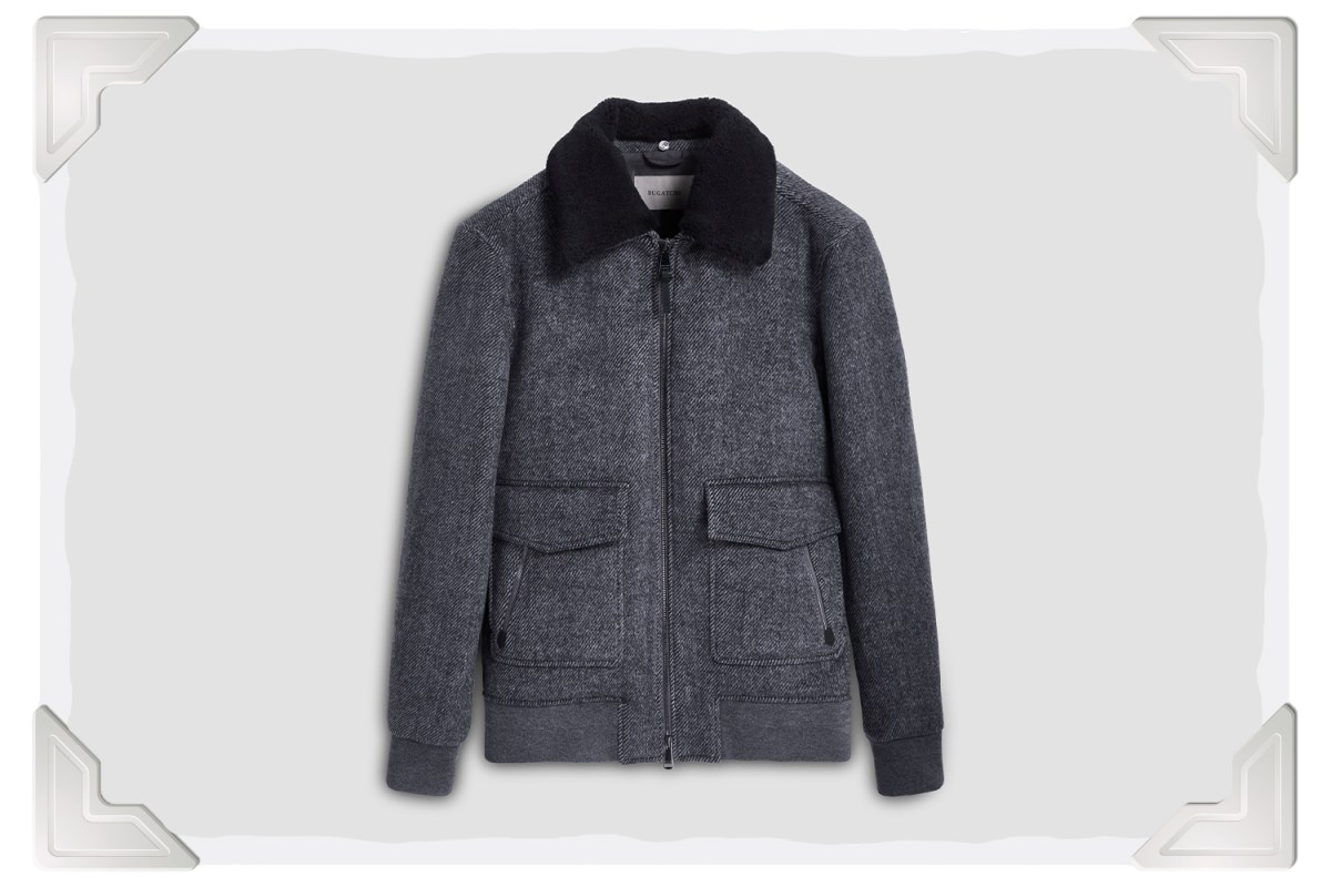 BUGATCHI Marled Wool Bomber Jacket