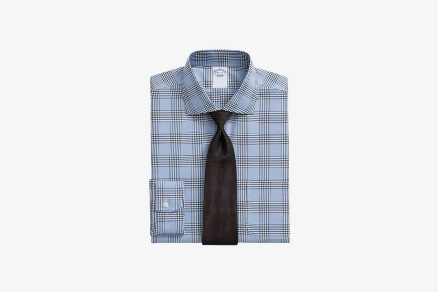 Brooks Brothers Stretch Supima Cotton Non-Iron English Spread Collar, Bold Plaid Dress Shirt