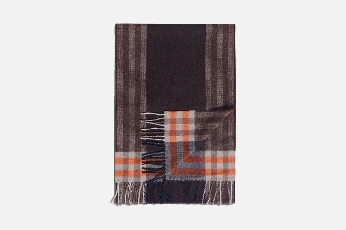 Paul Stuart Lambswool & Cashmere Plaid Scarf