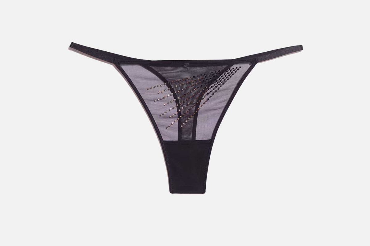Etam Tulle Thong with Rhinestones