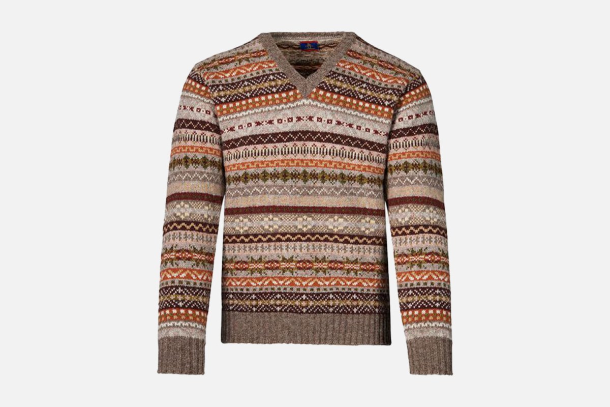 Paul Stuart Shetland Wool Fair Isle Sweater