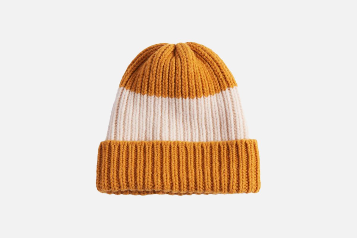 Paul Stuart Wool Two Color Striped Beanie