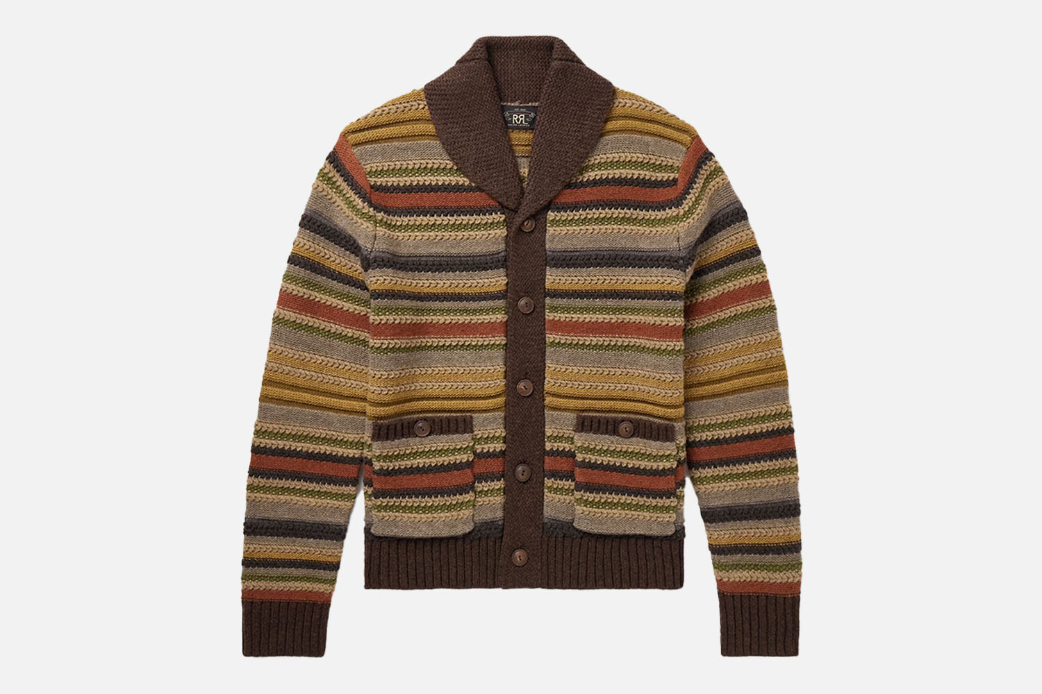 RRL Shawl-Collar Striped Wool Cardigan