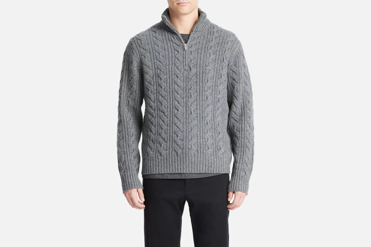 Vince Cable-Knit Quarter-Zip