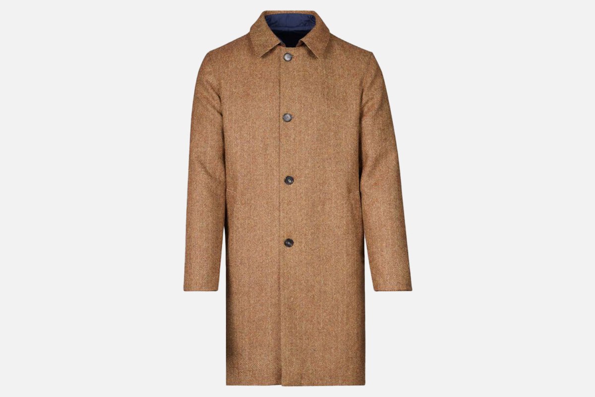 Paul Stuart Shetland Wool Herringbone Reversible Coat