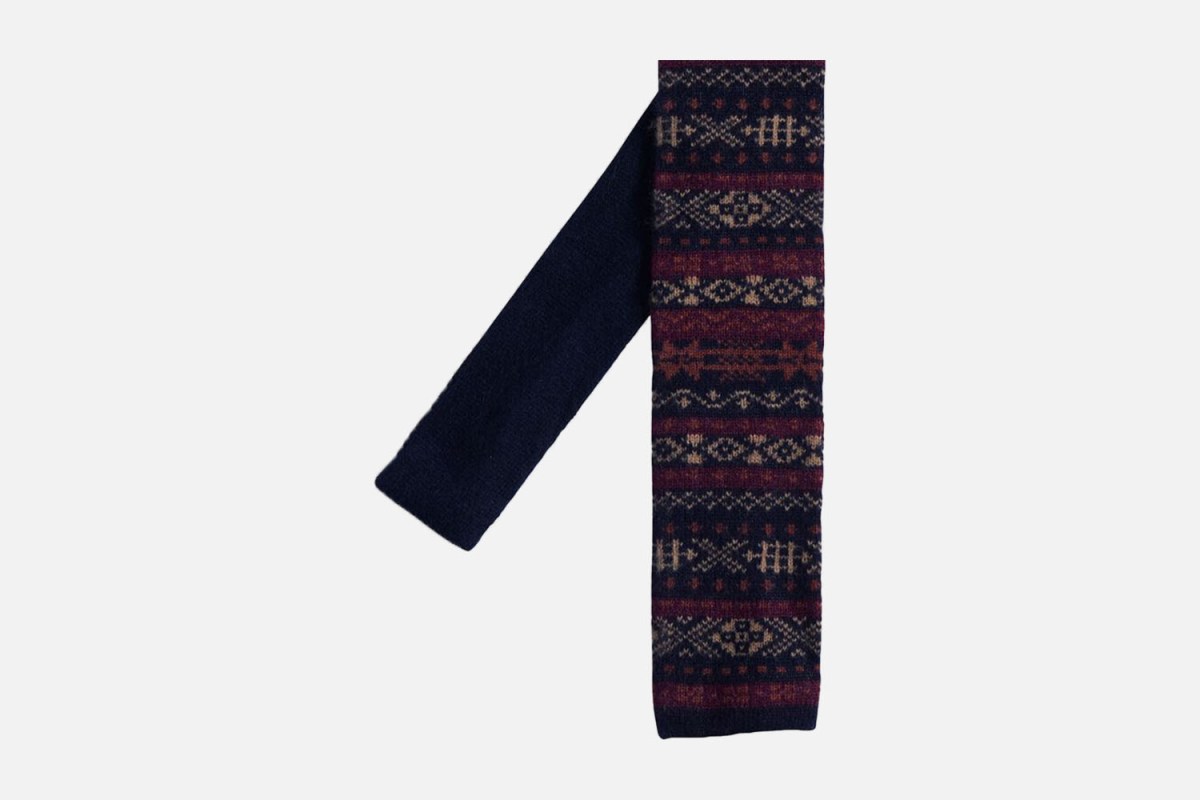Paul Stuart Cashmere Fair Isle Knit Tie