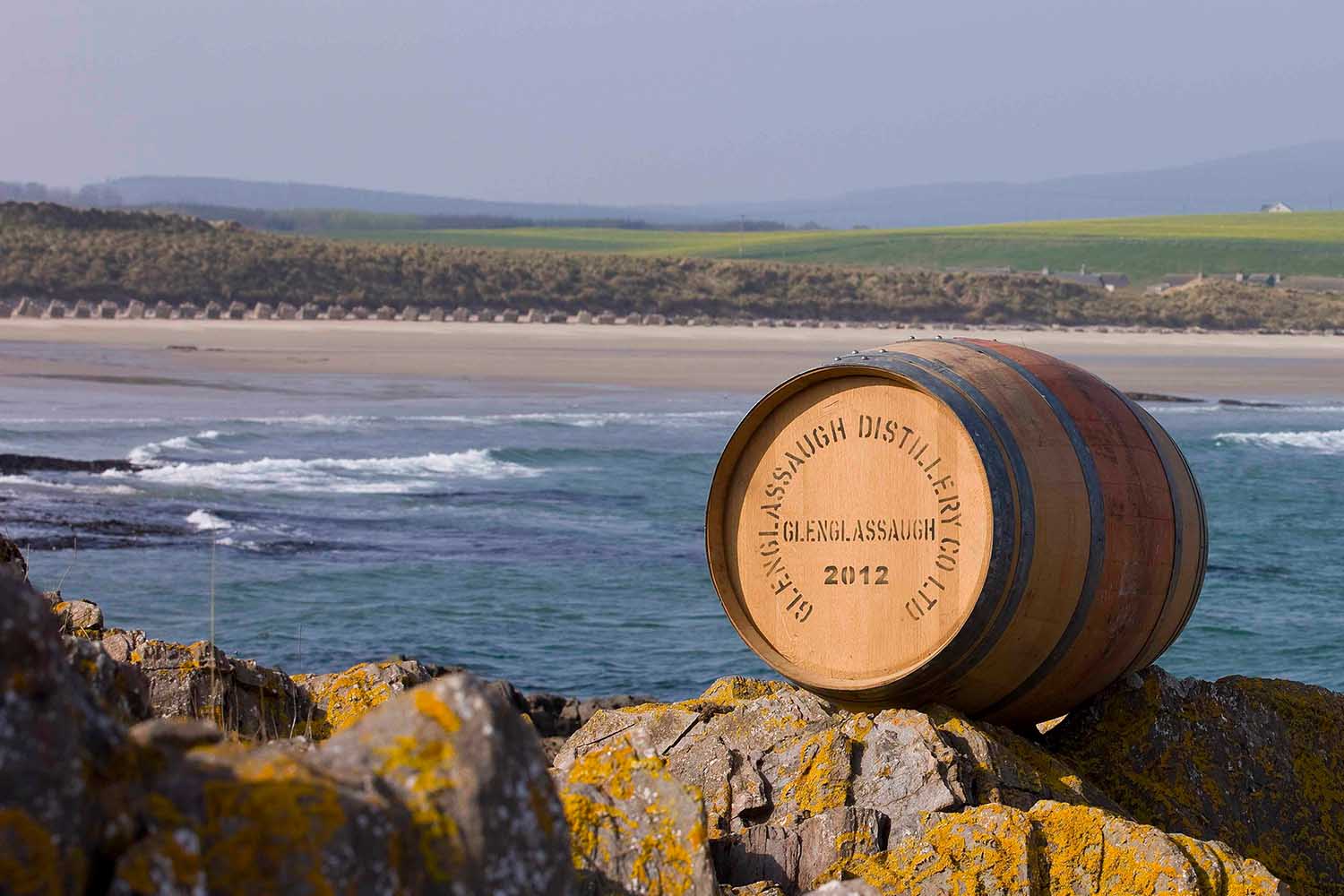 A barrel near the Glenglassaugh Distillery in Scotland