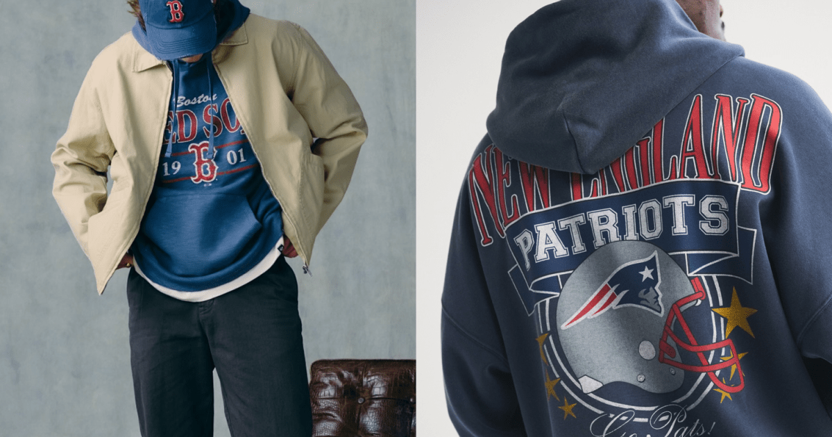 Two models wearing sports gear from '47 Brand and Abercrombie
