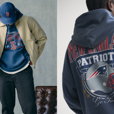 Two models wearing sports gear from '47 Brand and Abercrombie