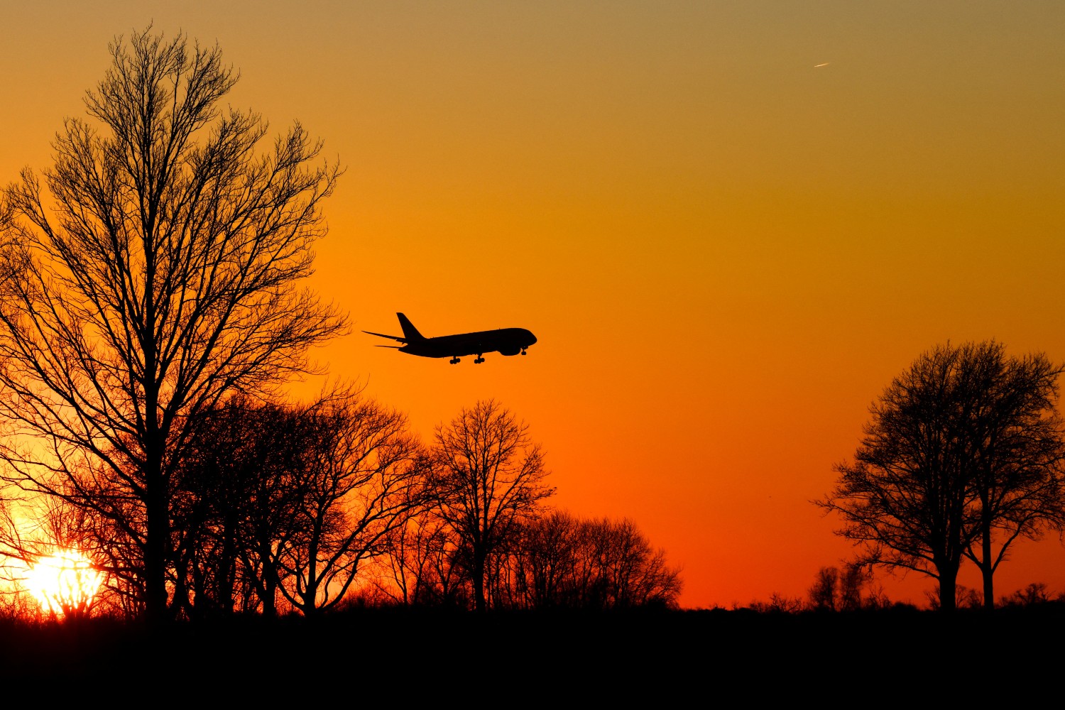 International flight arriving at JFK Airport