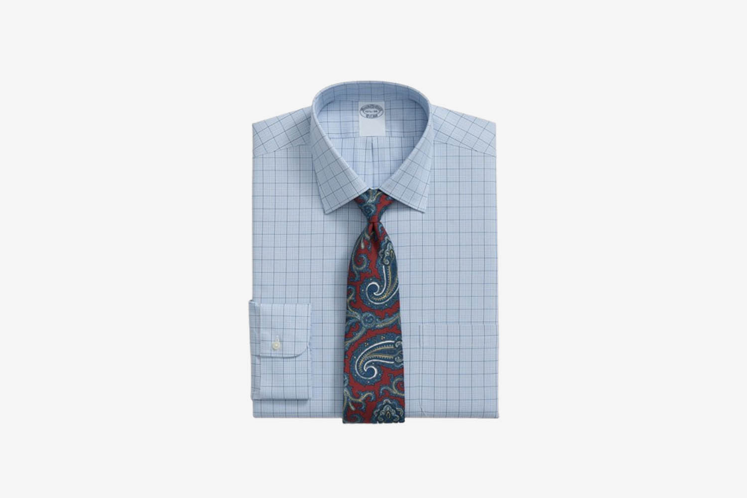 Stretch Supima® Cotton Non-Iron Pinpoint Oxford Ainsley Collar, Ground Check Dress Shirt by Brooks Brothers