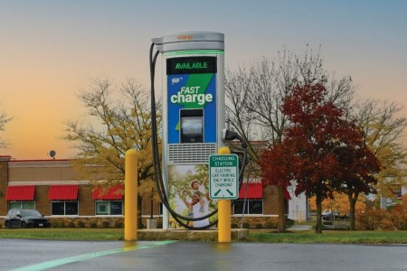 Chargepoint station with AAA signage