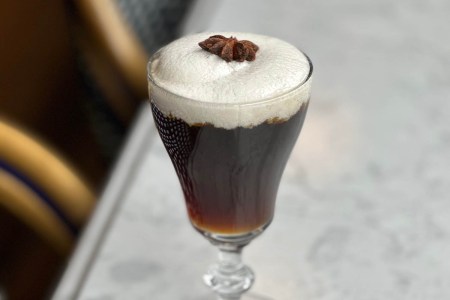 Irish Coffee at Monkey Thief, a bar in NYC's Hell's Kitchen