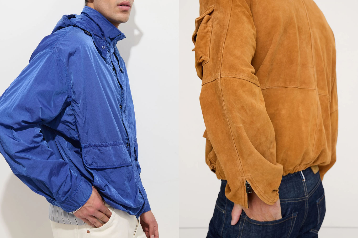 two models wearing lightweight jackets