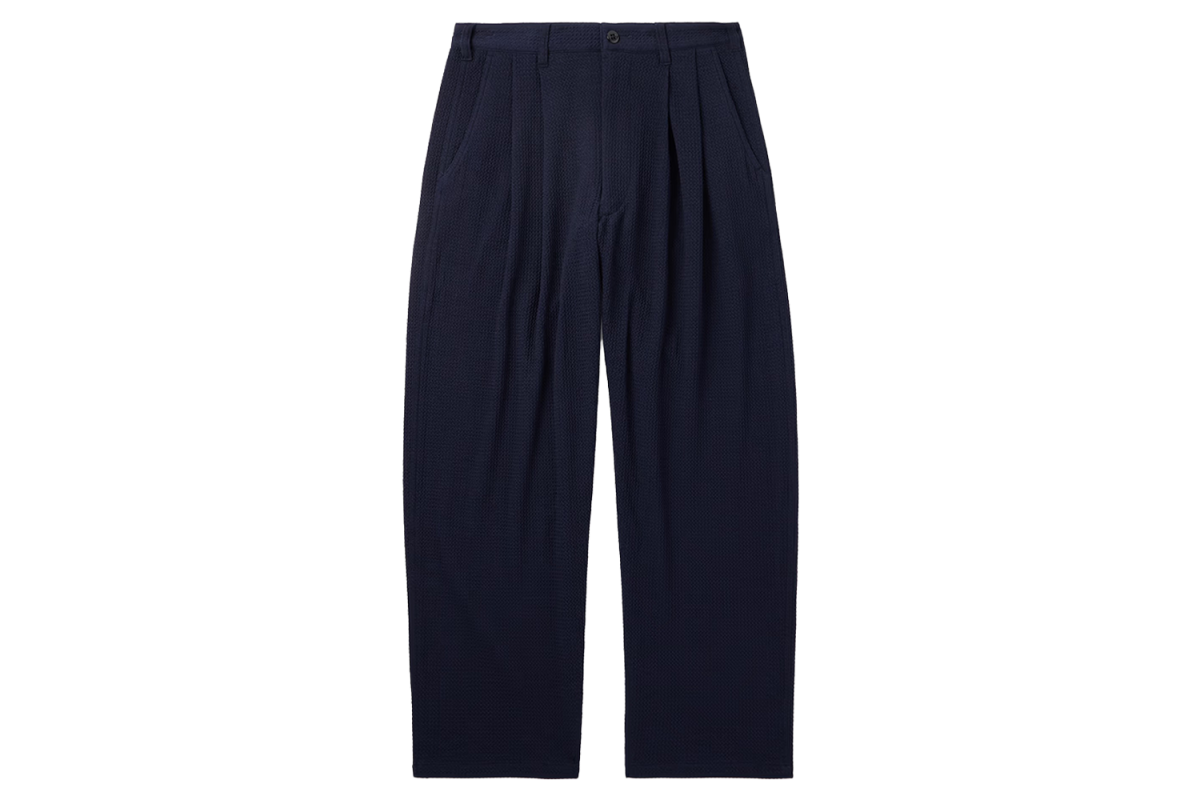 Monitaly Easy Tapered Pleated Textured-Woven Trousers