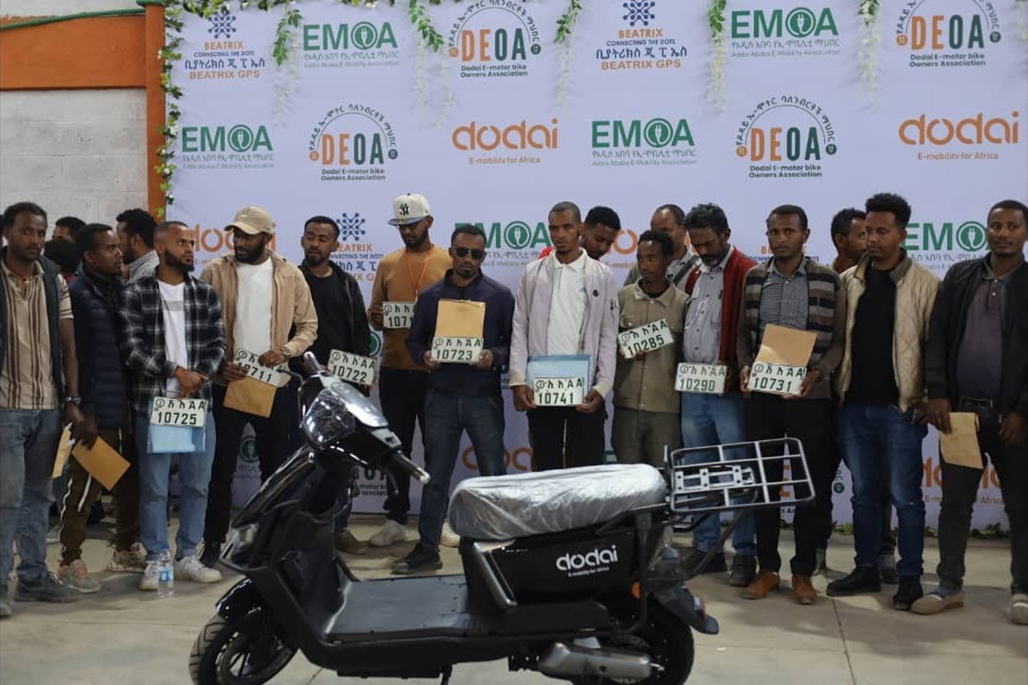 Dodai electric motorcycle on display