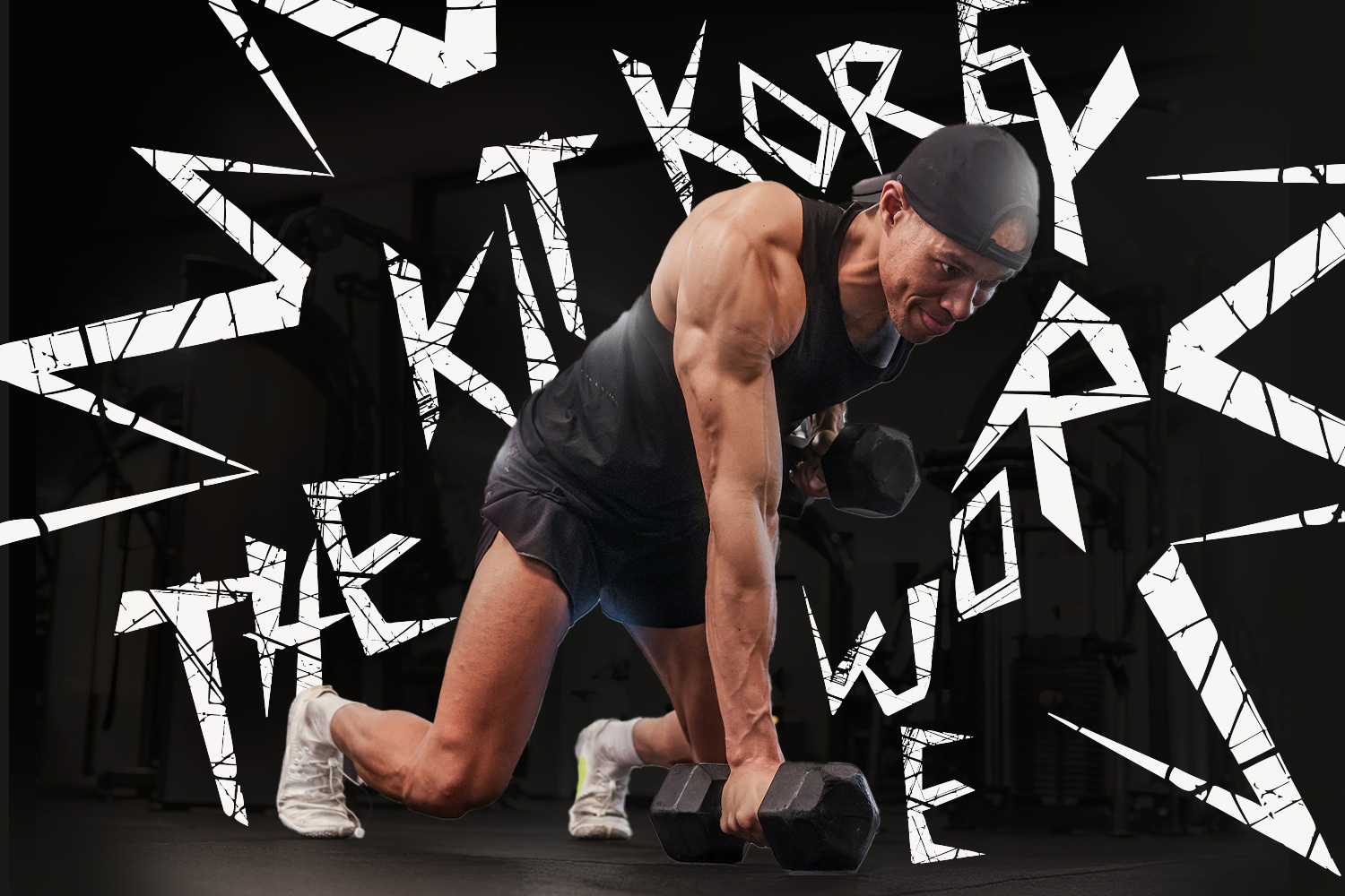 Korey Rowe working out with "The Kit" spelled out across the image.