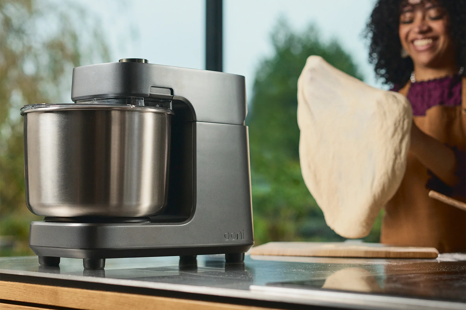 The Ooni Halo Pro Spiral Mixer, which we tested and reviewed after loving their Ooni's pizza ovens