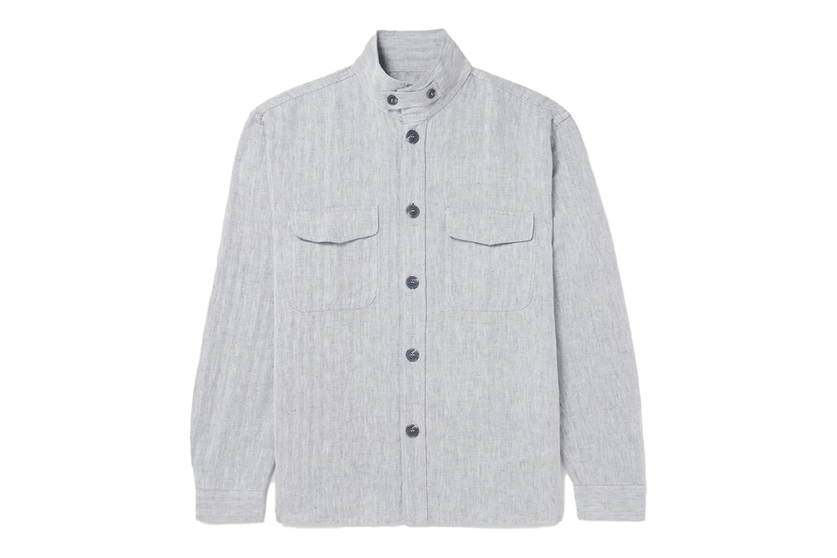 Frescobol Carioca Nuno Herringbone Linen-Blend Shirt Jacket