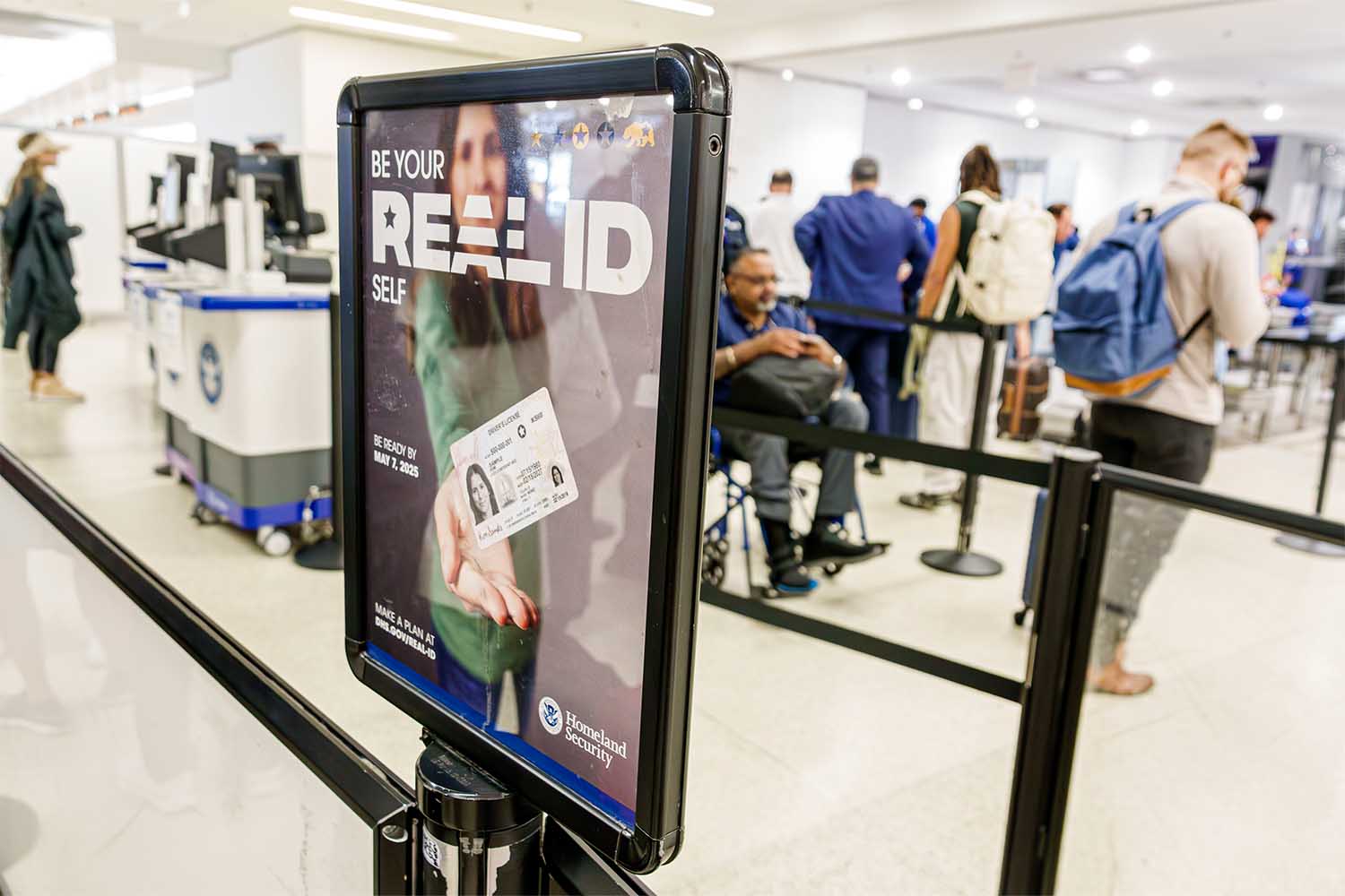 Miami, Florida, Miami International Airport, TSA checkpoint security screening, Real ID sign