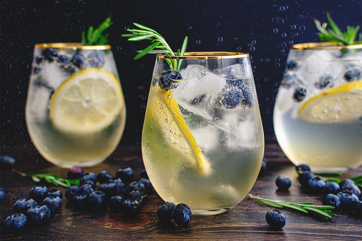 A picture of three fizzy cocktails