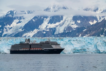 Holland America ship near glaciers
