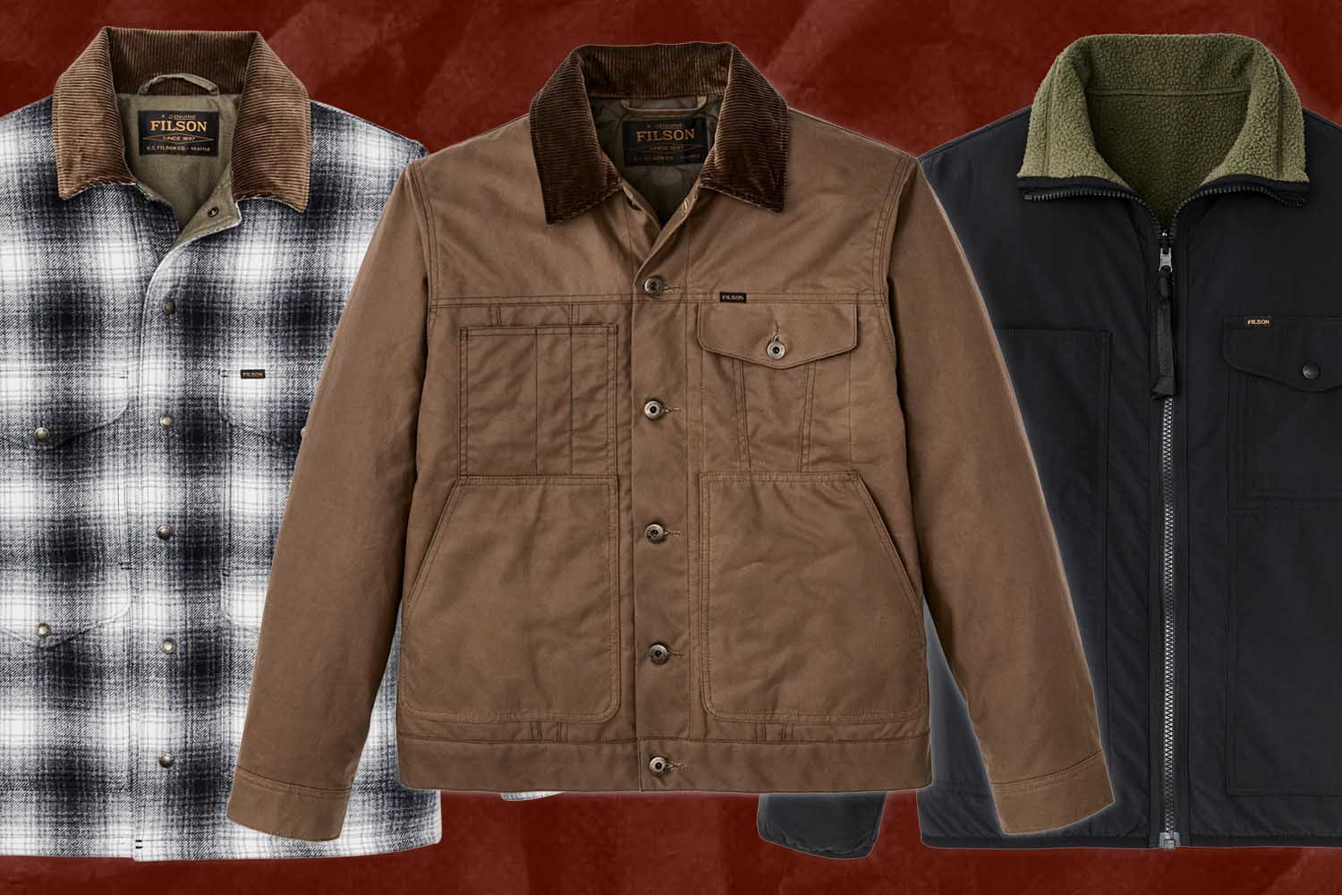 Jackets on sale during Filson's Early Black Friday Sale.