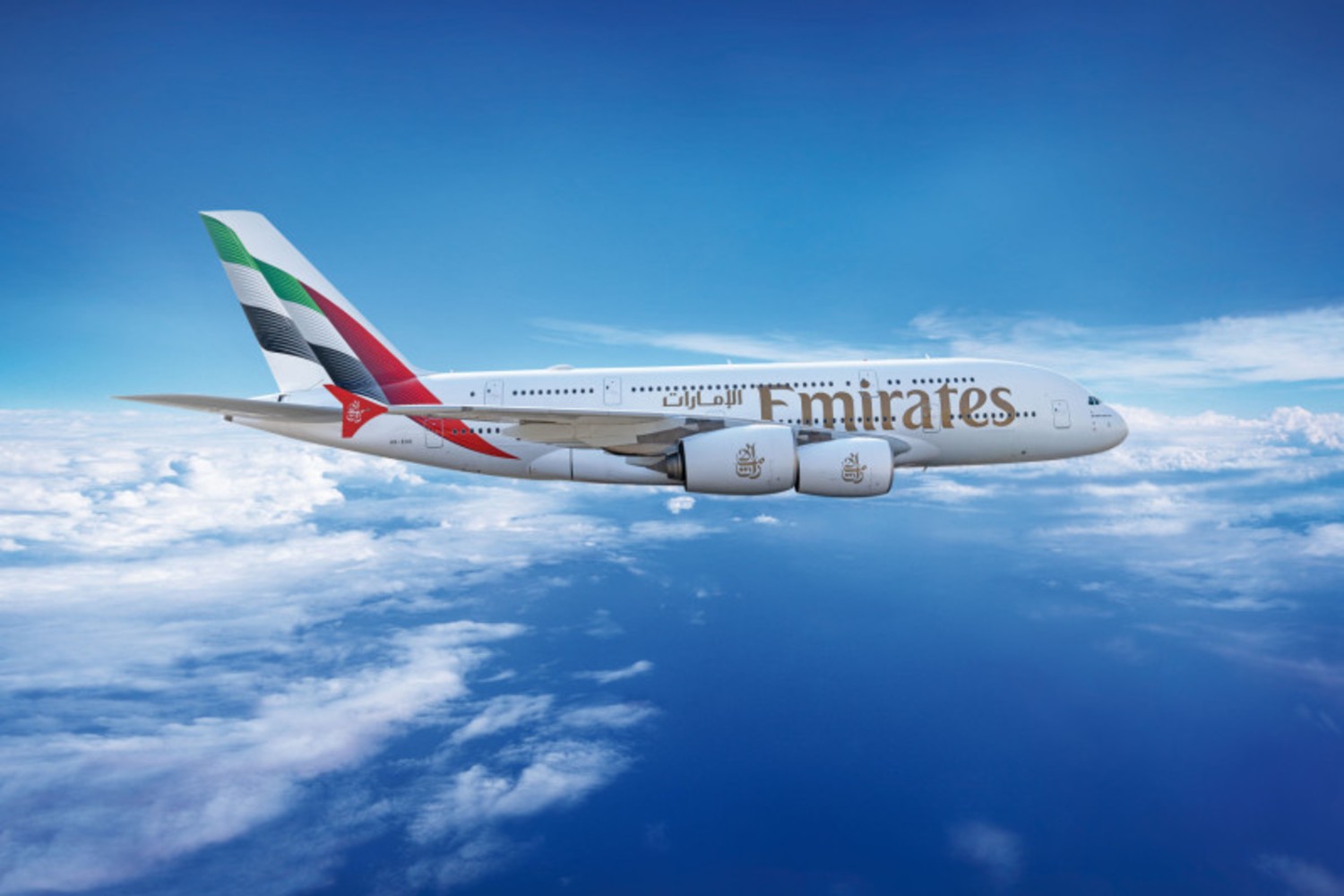 Emirates airline in flight