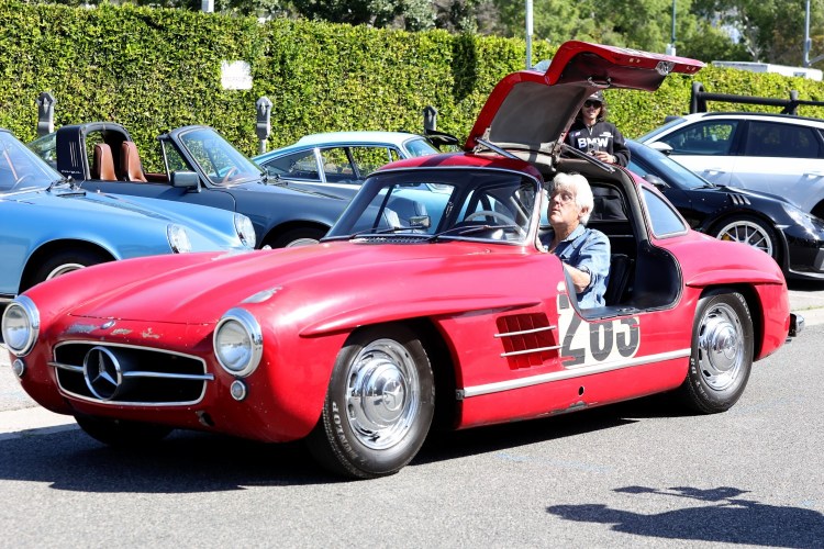 Jay Leno in a classic Mercedes gullwing. The TV host is advocating for a smog-check exemption law in California now known as "Leno's Law."