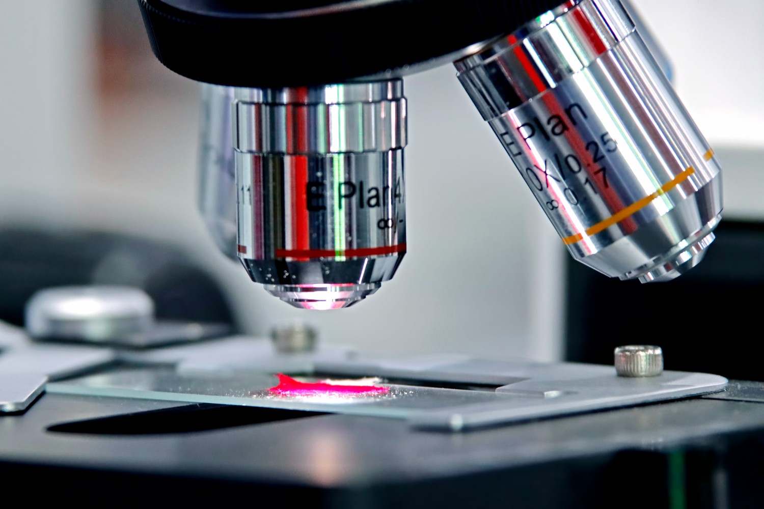 A close-up view of a microscope