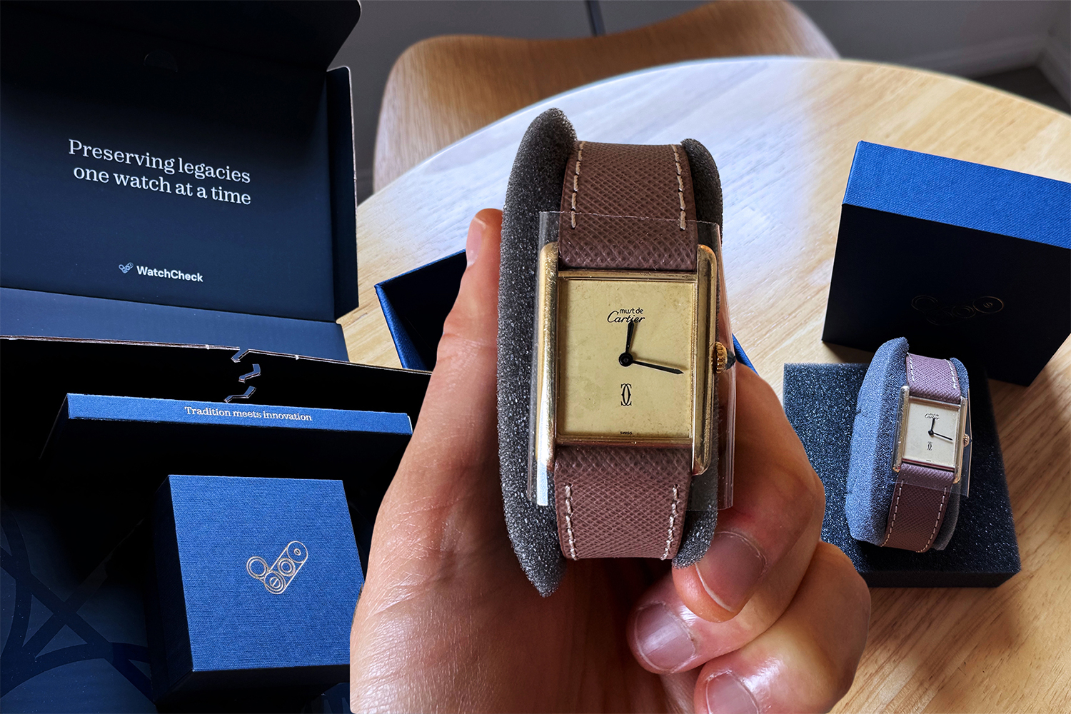 A Cartier Tank Must de Cartier that was serviced by WatchCheck