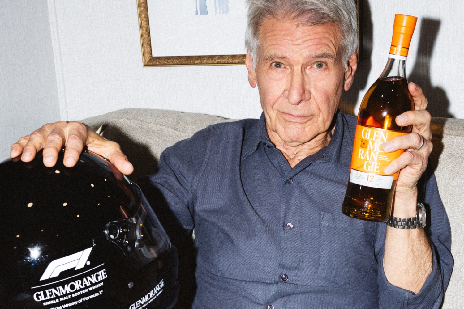 Harrison Ford, whiskey, and a helmet