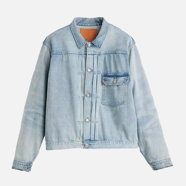 denim jacket on grey background