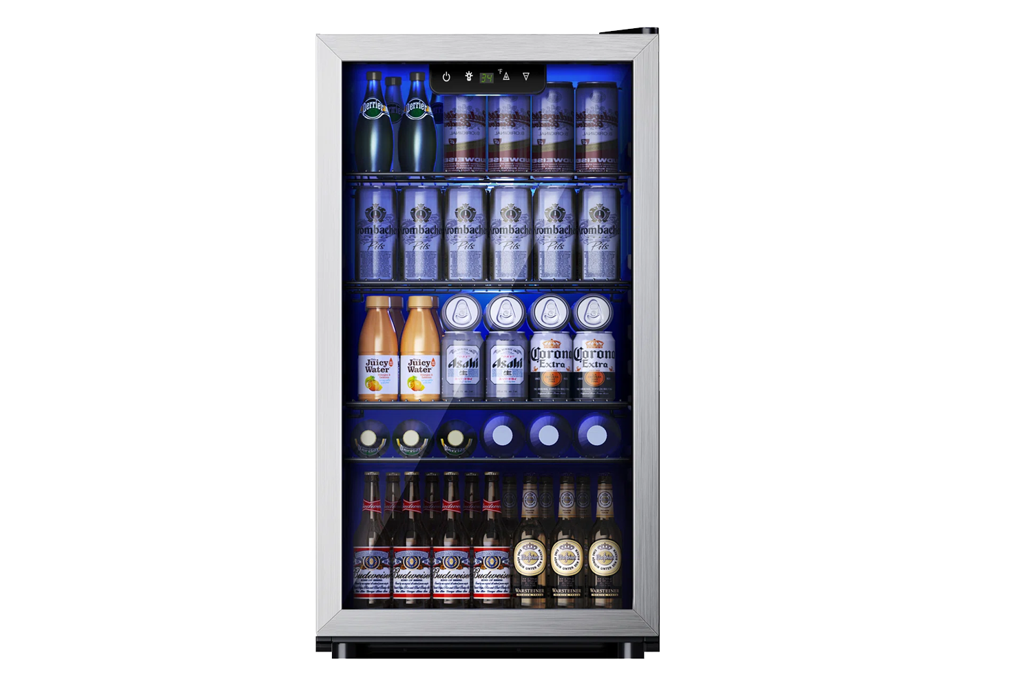 Simzlife 17.3” W 130 Cans (12oz.) 3.2 Cubic Feet Freestanding Beverage Refrigerator with Glass Door