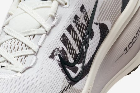 A close up of Nike's reverse swoosh logo