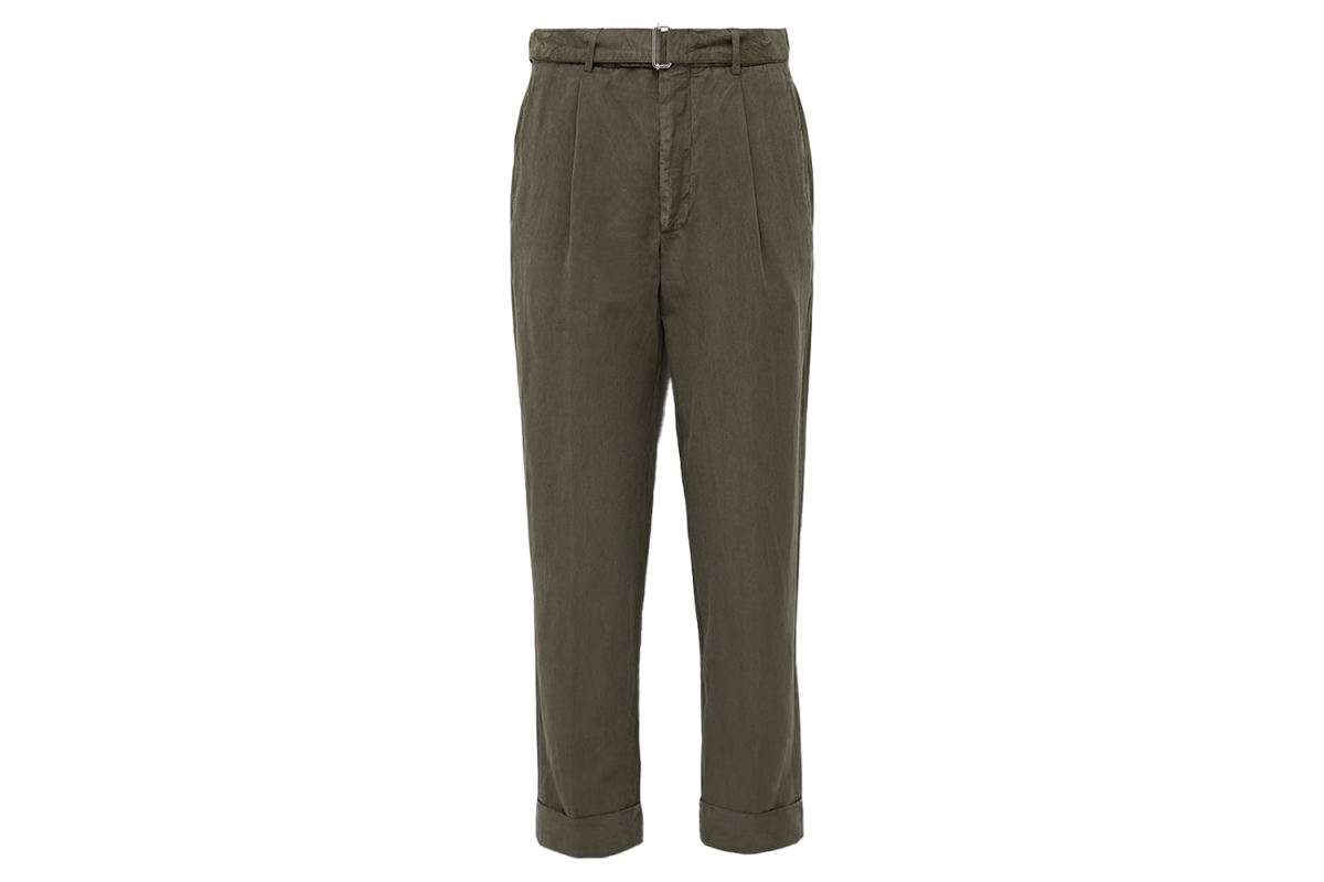 Officine Générale Hugo Straight-Leg Belted Pleated Trousers