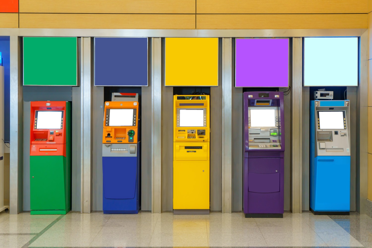 ATMs in a building lobby
