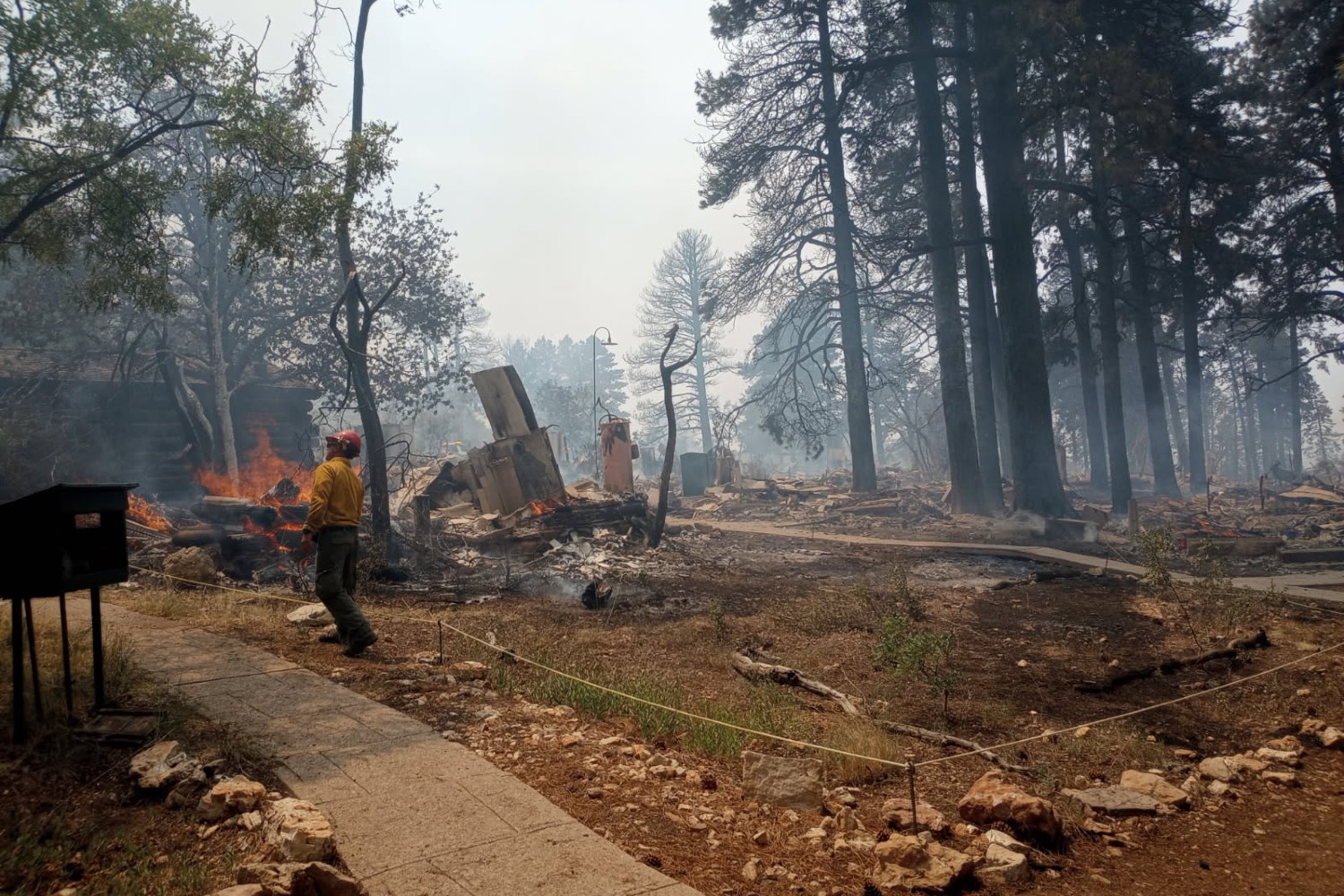 building remains after wildfire