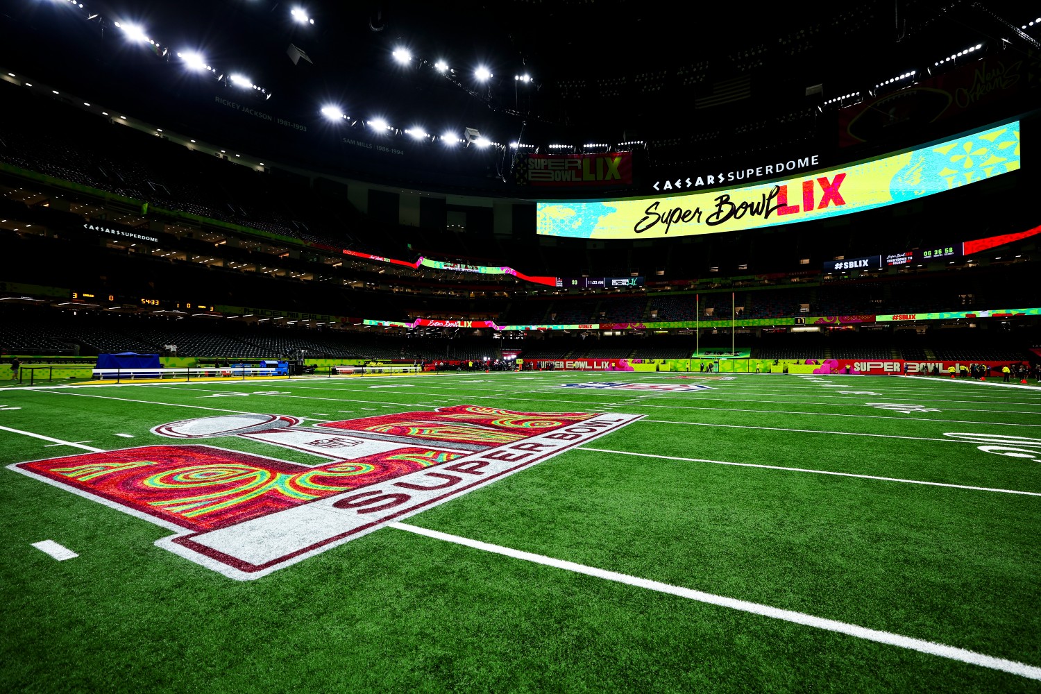 The field before Super Bowl LIX