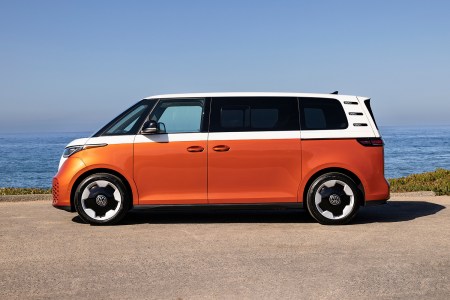 The 2025 Volkswagen ID. Buzz in white and orange