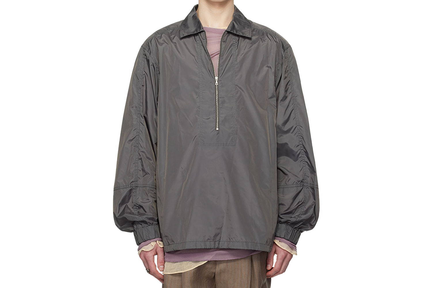 Dries Van Noten Gray Half-Zip Shirt