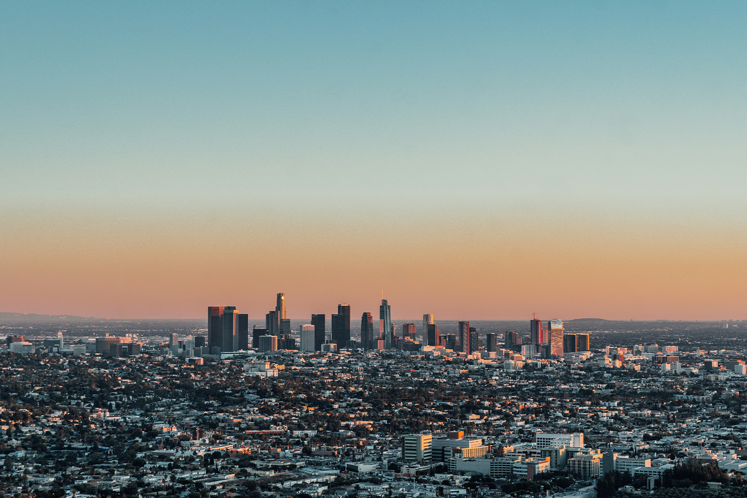 Downtown Los Angeles seen at dusk. It's one of the Big Four American cities, according to a recent internet debate.
