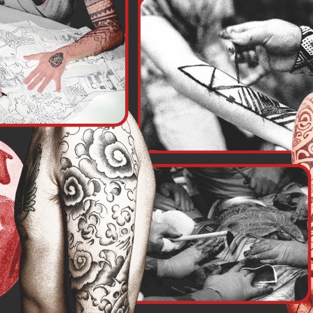 a compilation photograph of different tattoo styles from around the world