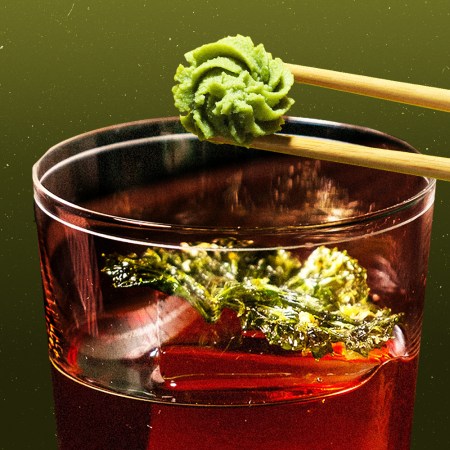 Wasabi over a wasabi cocktail