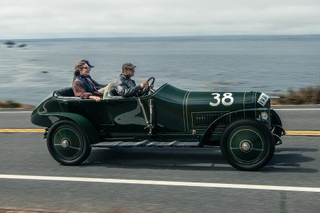 InsideHook correspondent Basem Wasef driving the 1910 Benz & Cie "Prinz Heinrich" car