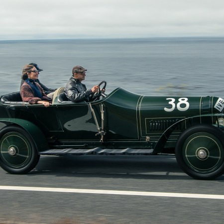 InsideHook correspondent Basem Wasef driving the 1910 Benz & Cie "Prinz Heinrich" car