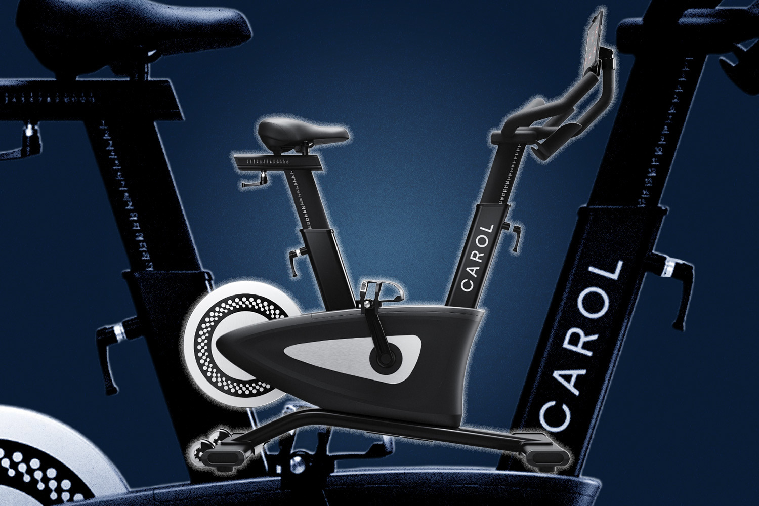 carol bike collage on blue background