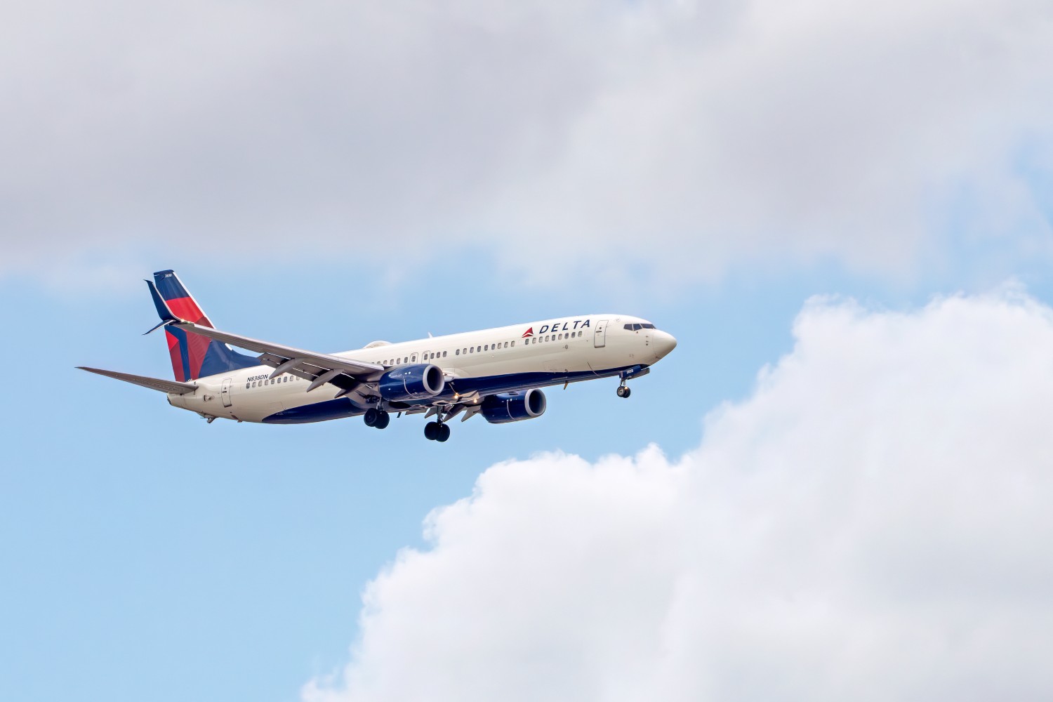 A Delta Airlines plane in flight